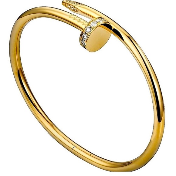 Gold Nail Bracelet & Ring w Zirconia 
Ring size 9 - Picture 9 of 9